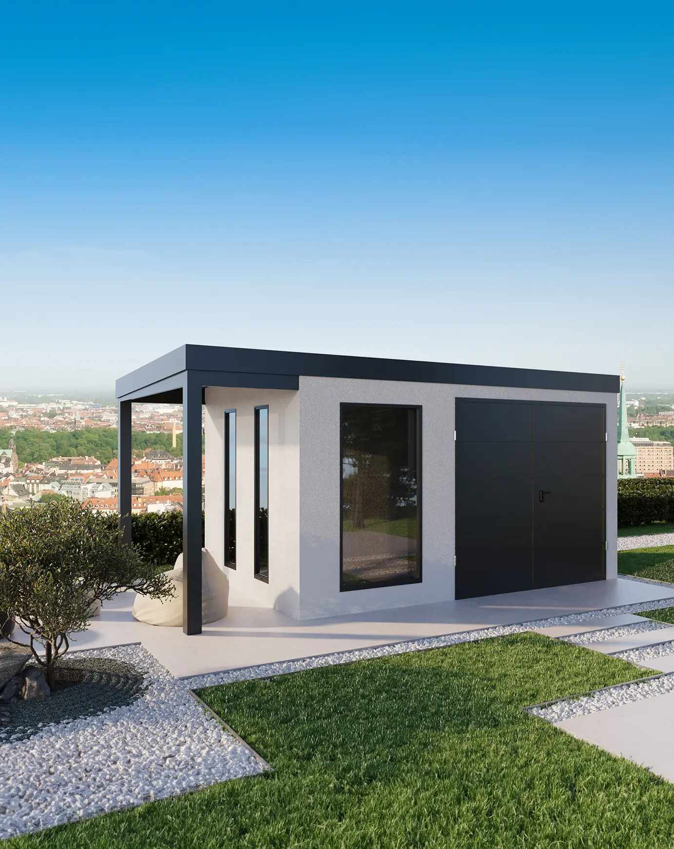 URBAN ONE verputztes Gerätehaus im Garten